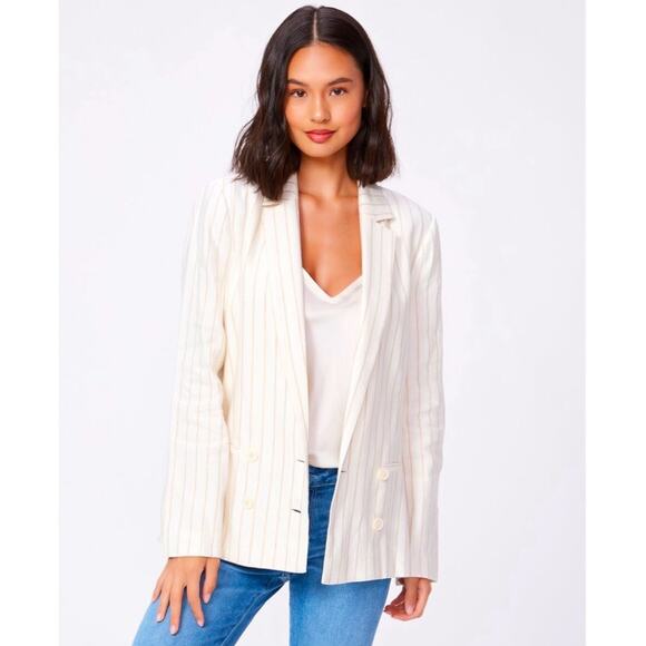 PAIGE NWT Rosette Striped Double Breasted Linen Blend Blazer Size 8 $379 MSRP - Picture 12 of 15